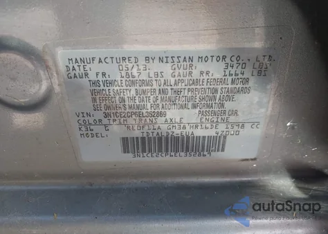 2014 Nissan Versa Note Sv from USA, damaged, VIN 3N1CE2CP6EL352869